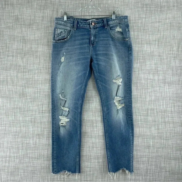 Zara Womens Size 6 Distressed raw hem jeans 0097 - Picture 1 of 11